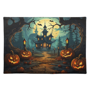 Halloween Haunted House Cloth Placemat