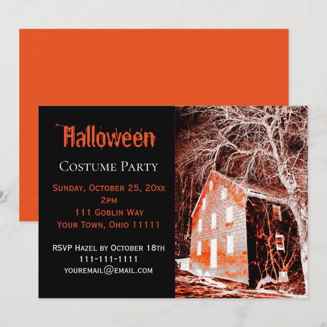 Halloween Haunted House Costume Party Invitation (Front/Back)