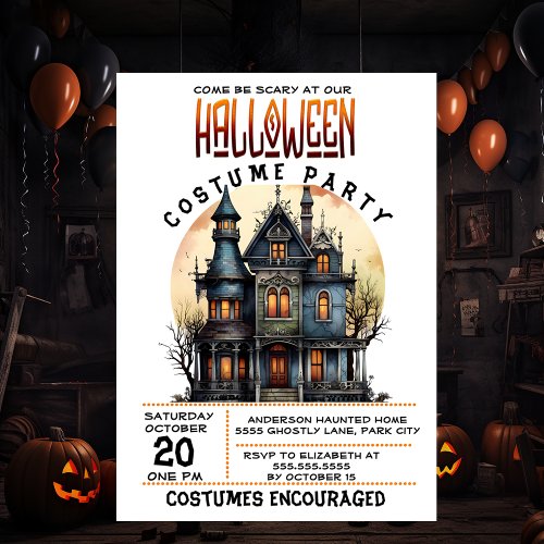 Halloween Haunted House Costume Party Invitation