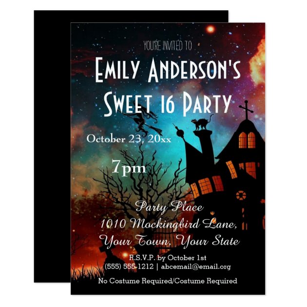 Halloween Haunted House Costume Sweet 16 Birthday Invitation