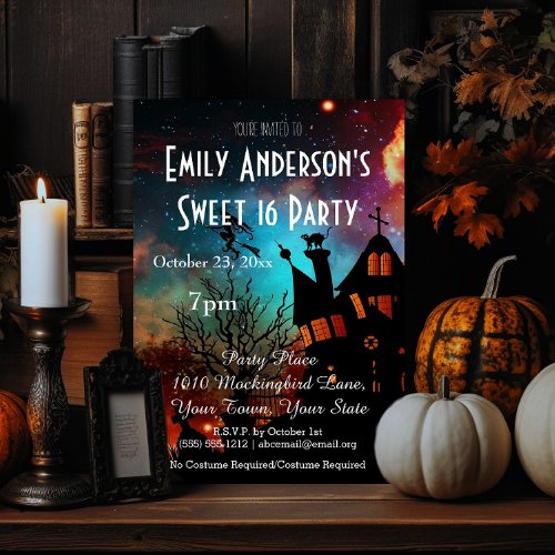 Halloween Haunted House Costume Sweet 16 Birthday Invitation