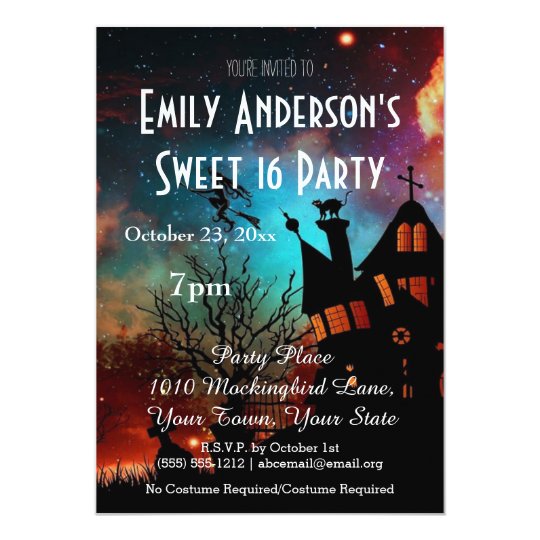 halloween haunted house costume sweet 16 birthday invitation
