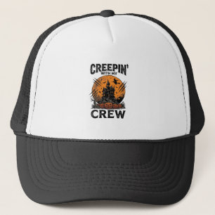 Halloween Haunted House Creepin With My Crew Shirt Trucker Hat