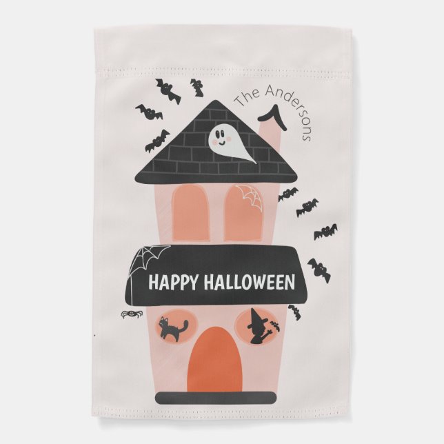 Halloween haunted house Custom Garden Flag (Front)