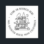 Halloween Haunted House Custom Name Return Address Self-inking Stamp<br><div class="desc">Personalized rubber stamp for your holiday mailing return address, small business professional logo and custom info. Vintage and classic design to add some personal touch to your mail and package. Customize the text with your name or business name, address and contact information. Use the Design Tool to further edit the...</div>