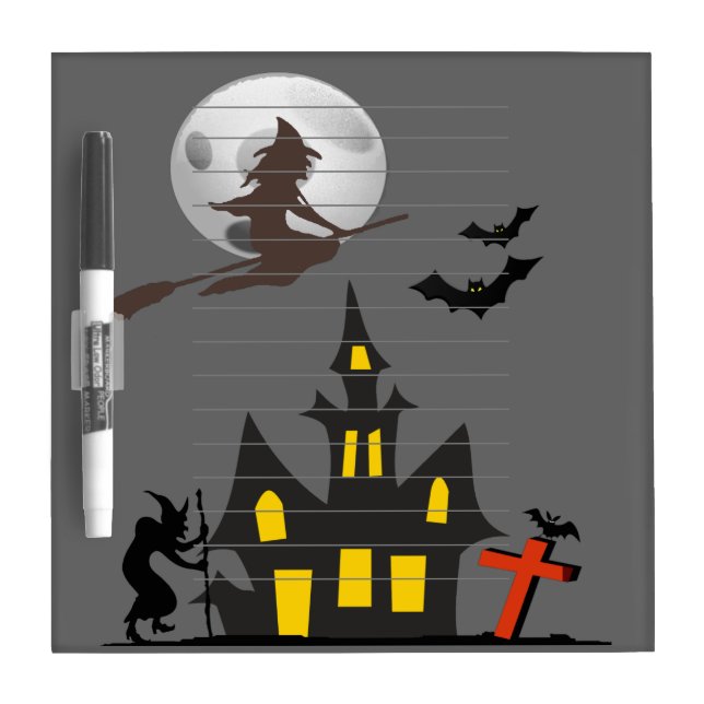 Halloween Haunted House Dry Erase Board (Front)