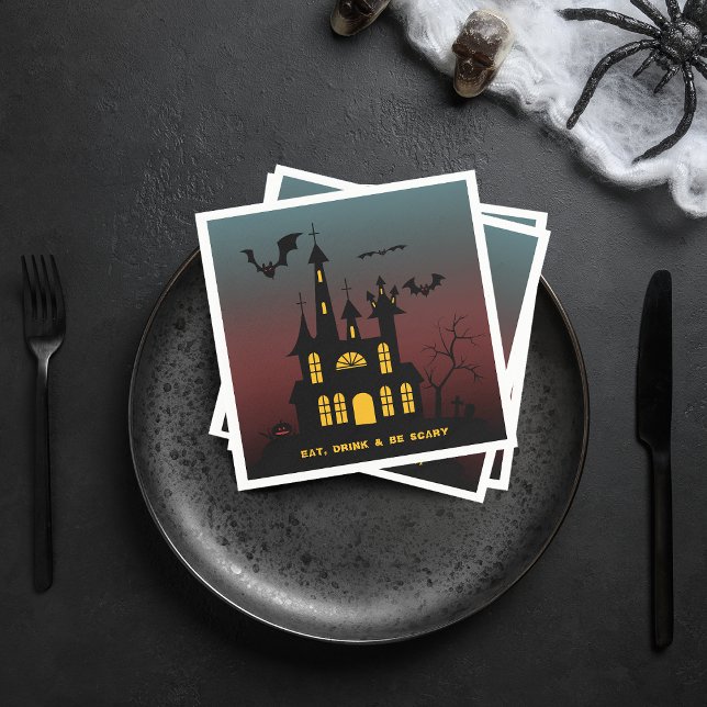 Halloween Haunted House Eat Drink Be Scary Paper Napkins (Halloween Haunted House Eat Drink Be Scary Paper Napkins)