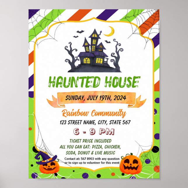Halloween haunted house flyer poster template (Front)