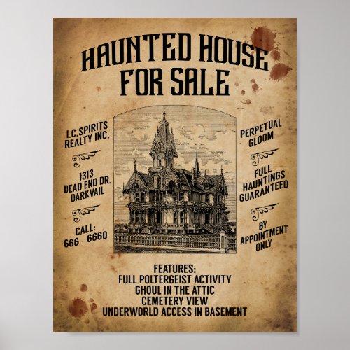 Halloween Haunted House For Sale Poster