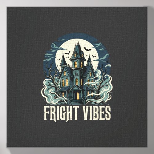 Halloween Haunted House Fright Vibes Design Canvas Photo Tile
