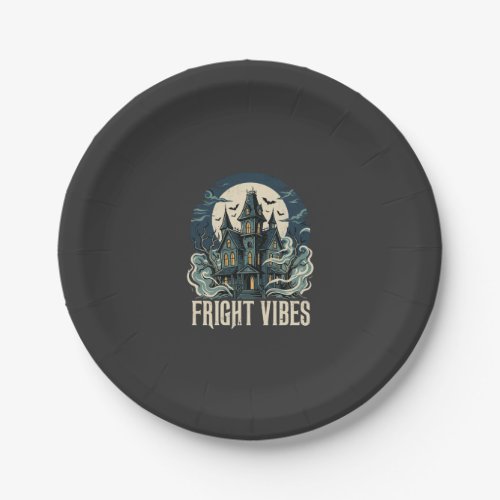 Halloween Haunted House Fright Vibes Design Paper Plates
