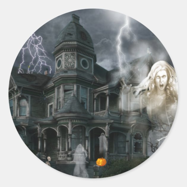 Halloween Haunted House Get Out While You Can Classic Round Sticker