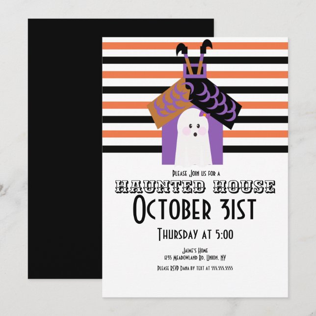 Halloween Haunted House Ghost Witch Party Invitation (Front/Back)