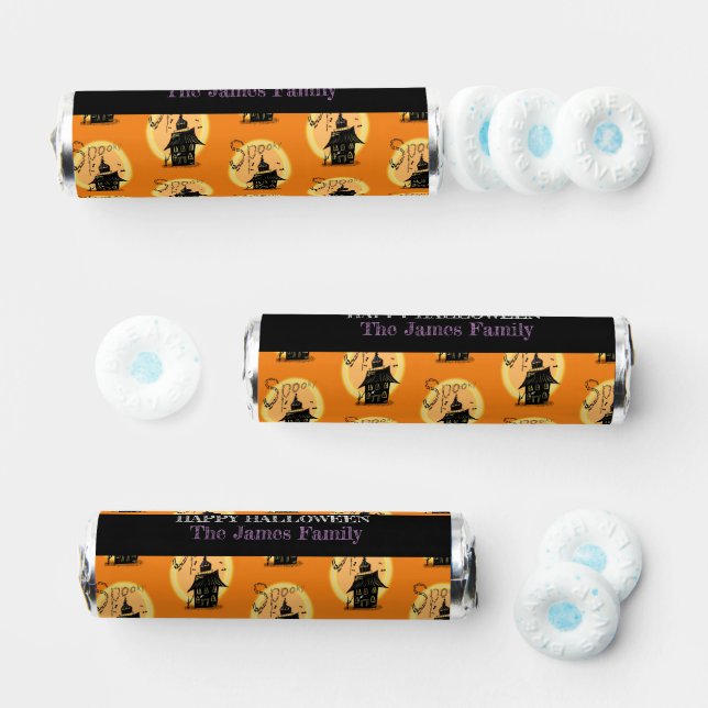 Halloween Haunted House Hand Drawn Pattern Orange Breath Savers® Mints (Assorted)