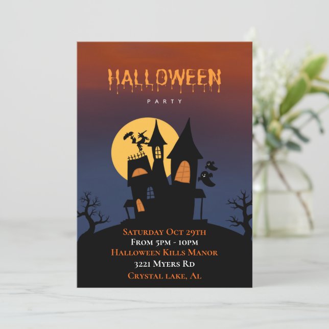 Halloween Haunted House Invitation (Standing Front)