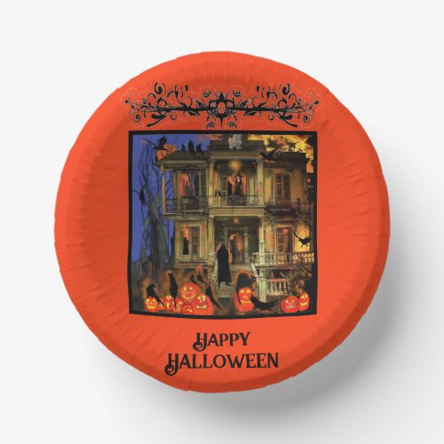Halloween Haunted House Invitation  Paper Bowls