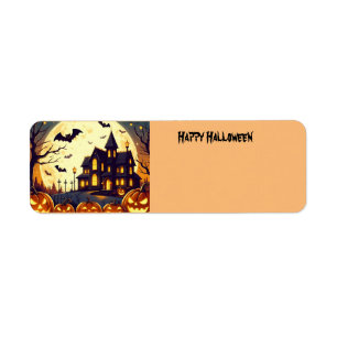 Halloween haunted house label