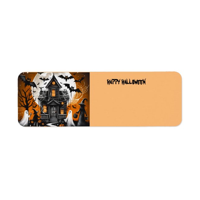 Halloween haunted house label (Front)