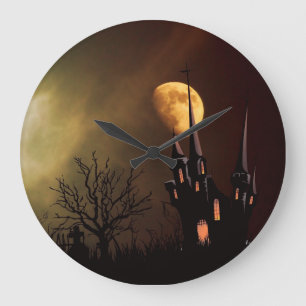 Halloween Haunted House Large Clock