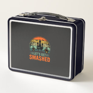 Halloween Haunted House Lets Get Smashed Retro Metal Lunch Box