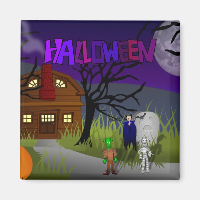 Halloween Haunted House Magnet (Front)