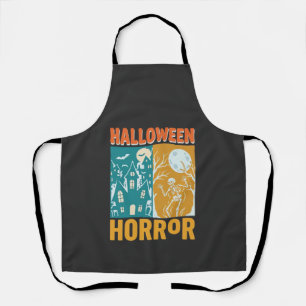 Halloween Haunted House Moon Skeleton Design_1 Apron