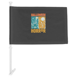 Halloween Haunted House Moon Skeleton Design_1 Car Flag