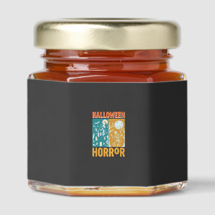 Halloween Haunted House Moon Skeleton Design_1 Honey Jar Favors