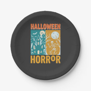 Halloween Haunted House Moon Skeleton Design_1 Paper Plates