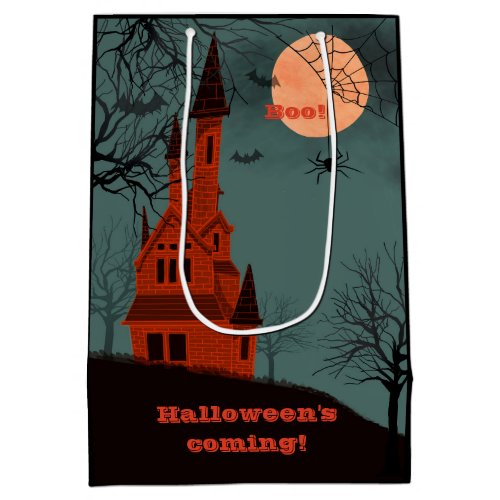 Halloween Haunted House Moon Spooky Fun  Medium Gift Bag