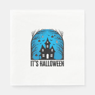 Halloween Haunted House Moon Vintage Engraving Des Napkins