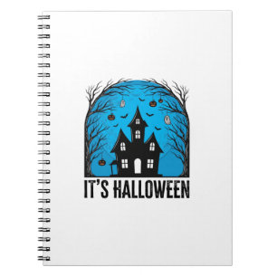 Halloween Haunted House Moon Vintage Engraving Des Notebook