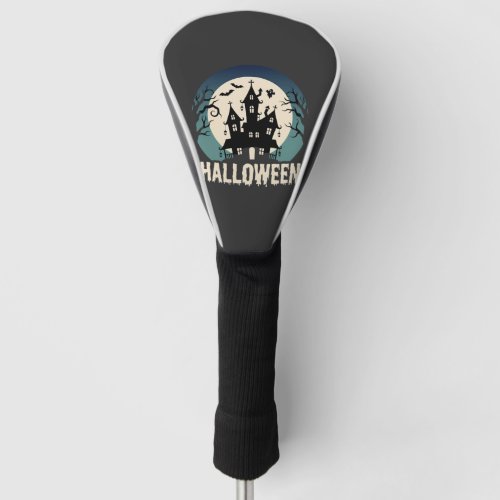 Halloween Haunted House Moonlight Vector Golf Head Cover