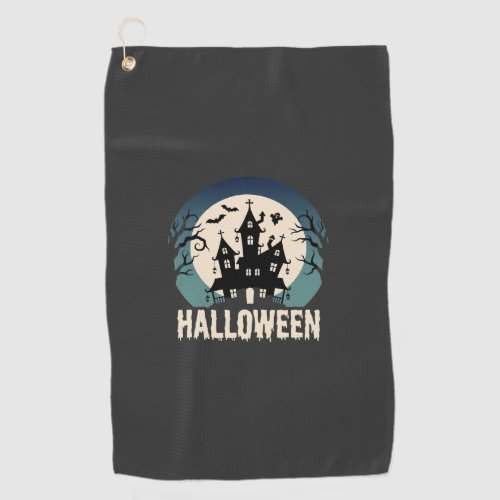 Halloween Haunted House Moonlight Vector Golf Towel
