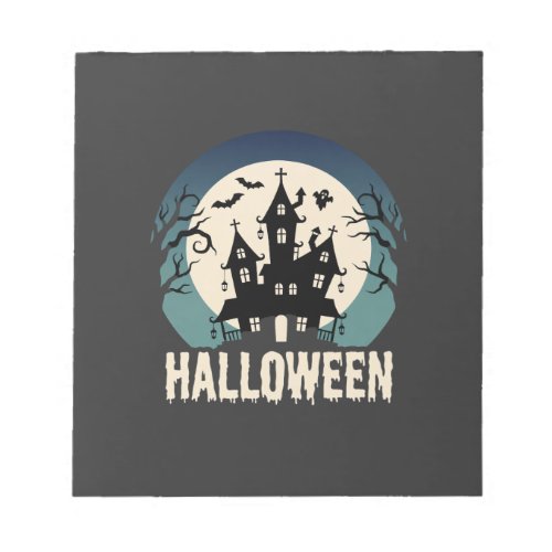 Halloween Haunted House Moonlight Vector Notepad