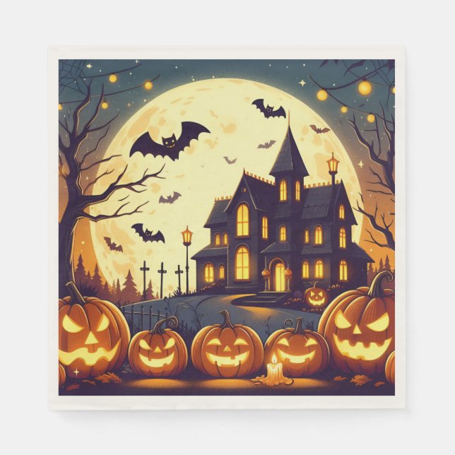 Halloween Haunted House Napkins (Front)