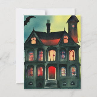 Halloween Haunted House Note Cards