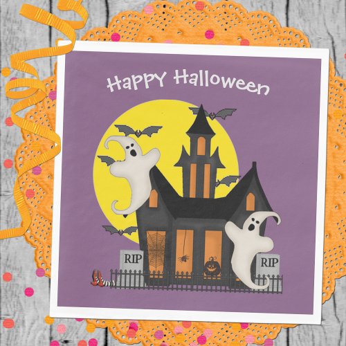 Halloween Haunted House Paper Napkin