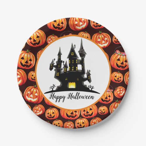 Halloween Haunted House Paper Plates