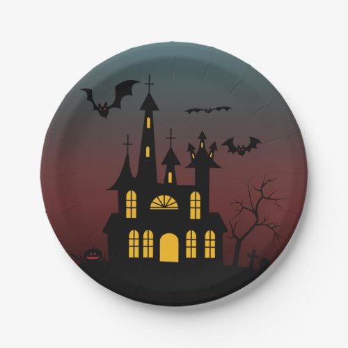 Halloween Haunted House Paper Plates