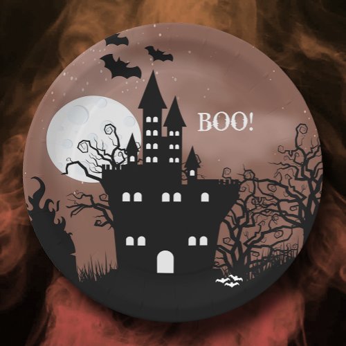 Halloween Haunted House Paper Plates