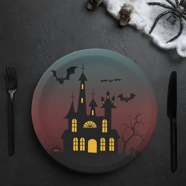 Halloween Haunted House Paper Plates (Halloween Haunted House Paper Plates)