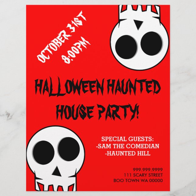 Halloween Haunted House Party Announcement Flyer (Front)