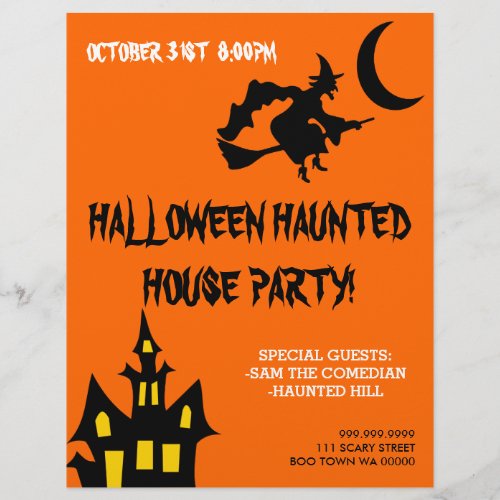 Halloween Haunted House Party Announcement Flyer