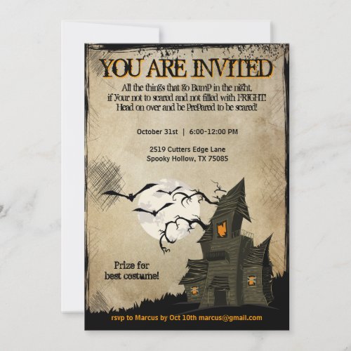 Halloween Haunted House Party Invitations
