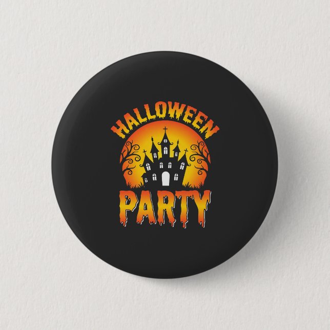 Halloween Haunted House Party Vector Button (Front)