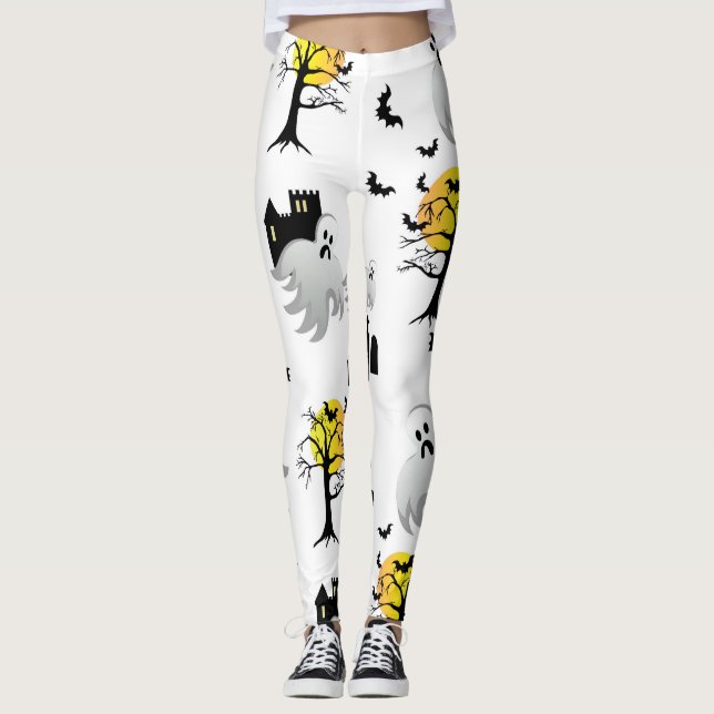 Halloween Haunted House pattern leggings (Front)