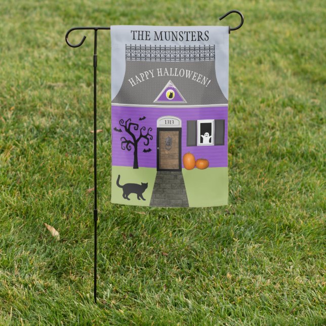 Halloween Haunted House Personalized Garden Flag (In SItu)