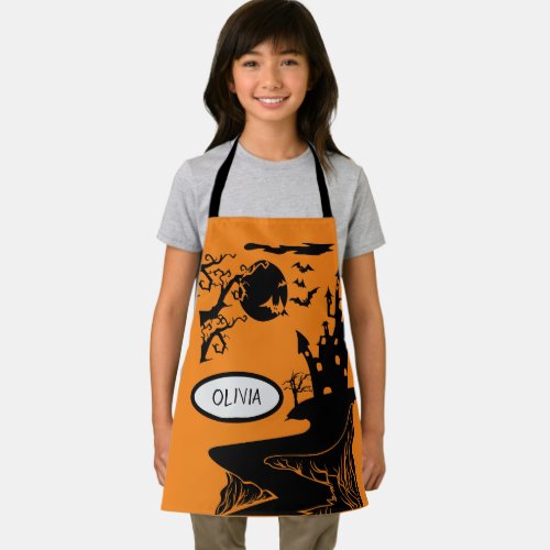 Halloween Haunted House Personalized Kids Apron