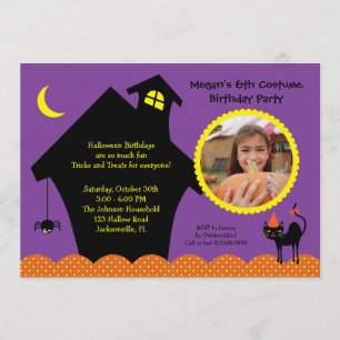 Halloween Haunted House Photo Birthday Invitation